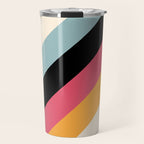 Hariasa - Classic Colorful Abstract Minimal Retro 70s Style Stripes Design Travel Mug Gallery Image 1