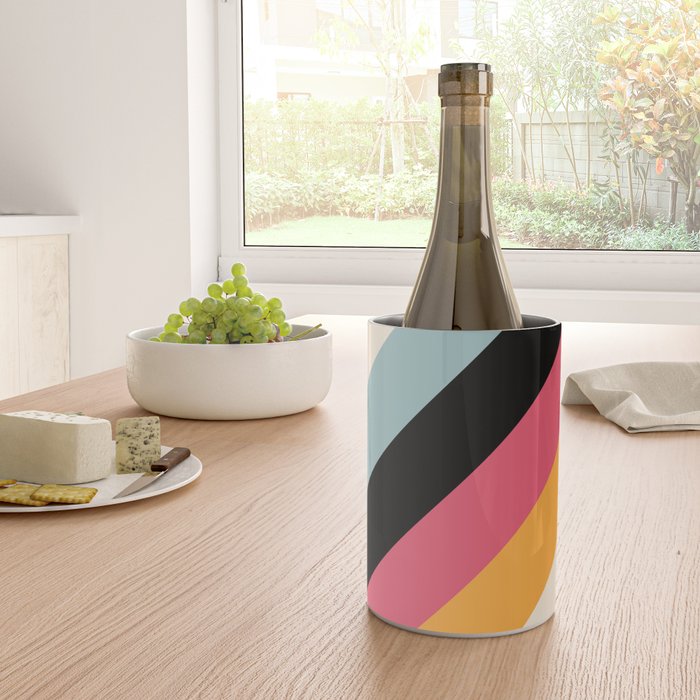 Hariasa - Classic Colorful Abstract Minimal Retro 70s Style Stripes Design Wine Chiller Gallery Image 4