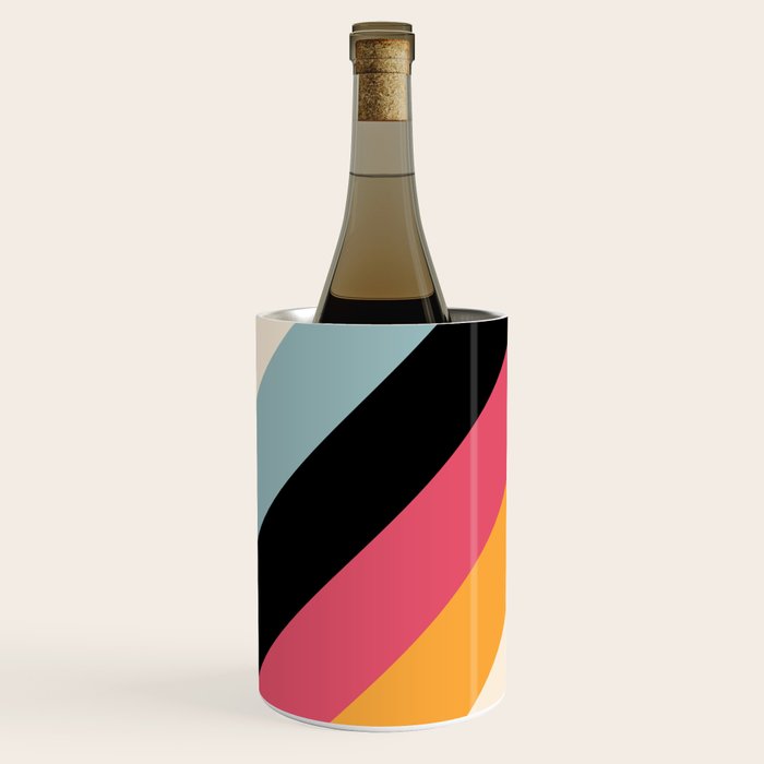 Hariasa - Classic Colorful Abstract Minimal Retro 70s Style Stripes Design Wine Chiller Gallery Image 1