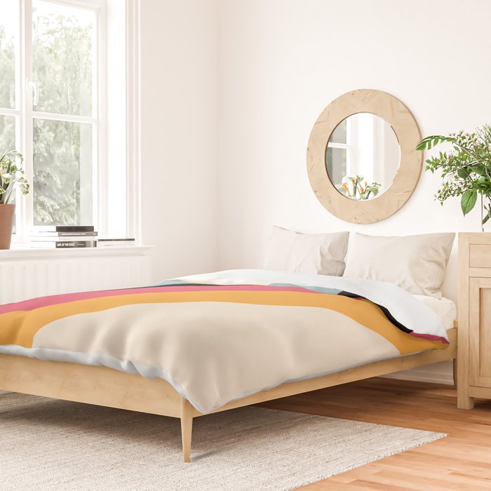 Hariasa - Classic Colorful Abstract Minimal Retro 70s Style Stripes Design Duvet Cover Gallery Image 2