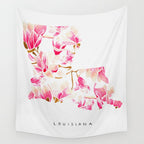 Louisiana State Flower - Magnolias Wall Tapestry Gallery Image 4