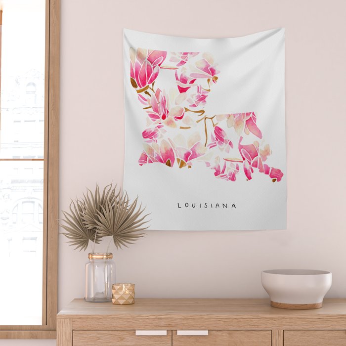 Louisiana State Flower - Magnolias Wall Tapestry Gallery Image 2