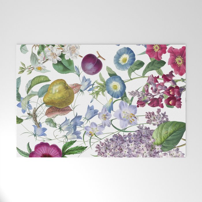 Summer Fruits Botanical Illustration Collage Welcome Mat Gallery Image 1