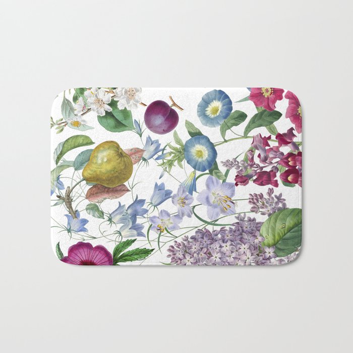 Summer Fruits Botanical Illustration Collage Bath Mat Gallery Image 1
