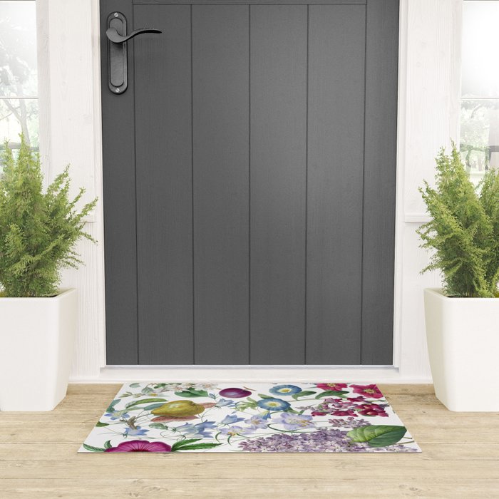 Summer Fruits Botanical Illustration Collage Welcome Mat Gallery Image 3