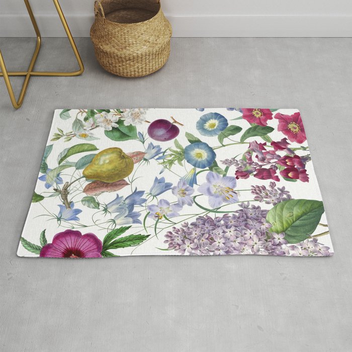 Summer Fruits Botanical Illustration Collage Rug Gallery Image 1