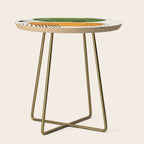 Mid Century Modern Abstract Colorful Art Patterns Olive Green Yellow Ochre Orbit Geometric Objects Side Table Gallery Image 1