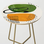 Mid Century Modern Abstract Colorful Art Patterns Olive Green Yellow Ochre Orbit Geometric Objects Side Table Gallery Image 2
