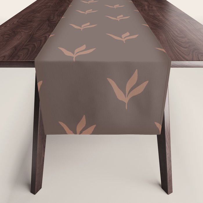 Modern Leafy Pattern - mocha mousse Table Runner Gallery Image 1