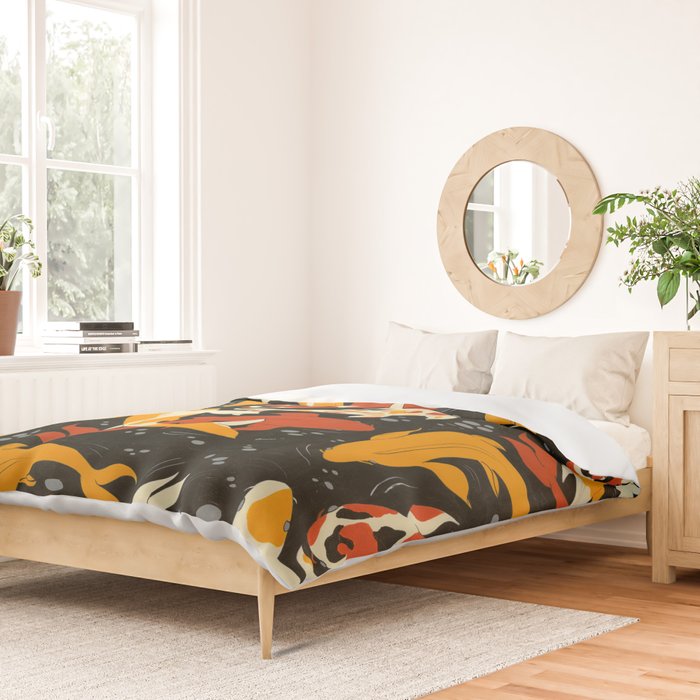 Koi in Black Water Duvet Cover Gallery Image 2