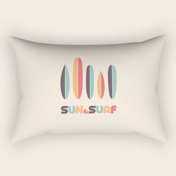 Sun & Surf Surfboards - Retro Rainbow Rectangular Pillow Gallery Image 1