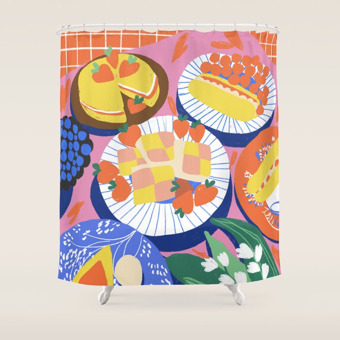 Victoria sponge still life Shower Curtain Gallery Image 1