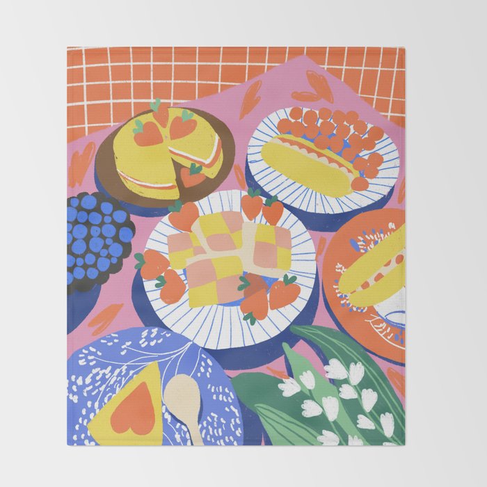 Victoria sponge still life Throw Blanket Gallery Image 2
