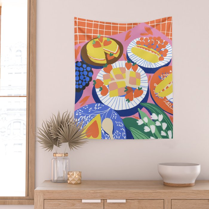 Victoria sponge still life Wall Tapestry Gallery Image 2