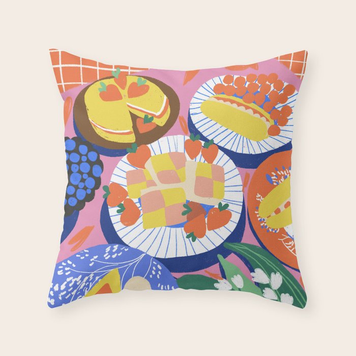Victoria sponge still life Throw Pillow Gallery Image 6