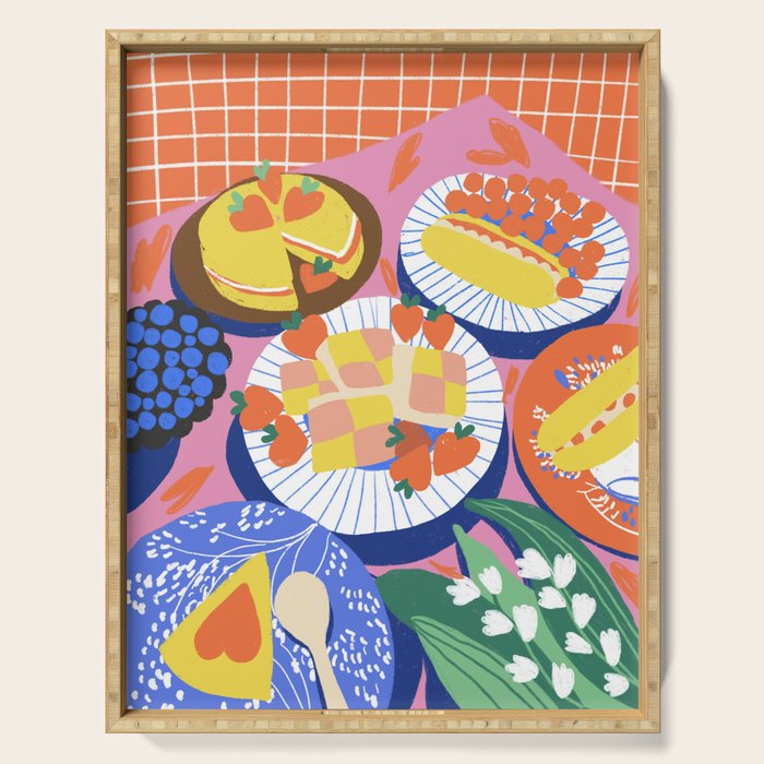 Victoria sponge still life Serving Tray Gallery Image 1