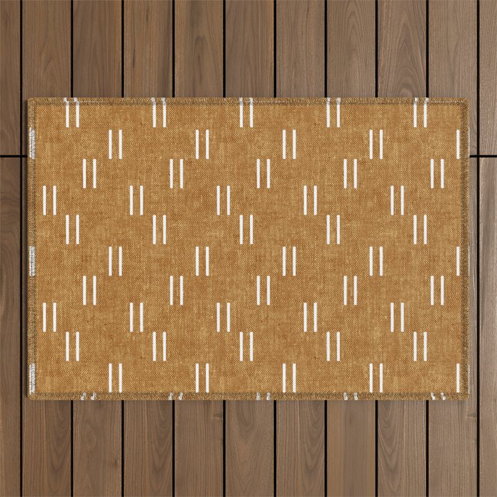 double dash on mustard Outdoor Rug Gallery Image 1