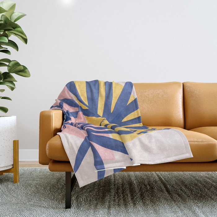 Bright Pop Tropical Palm Art Throw Blanket Gallery Image 1