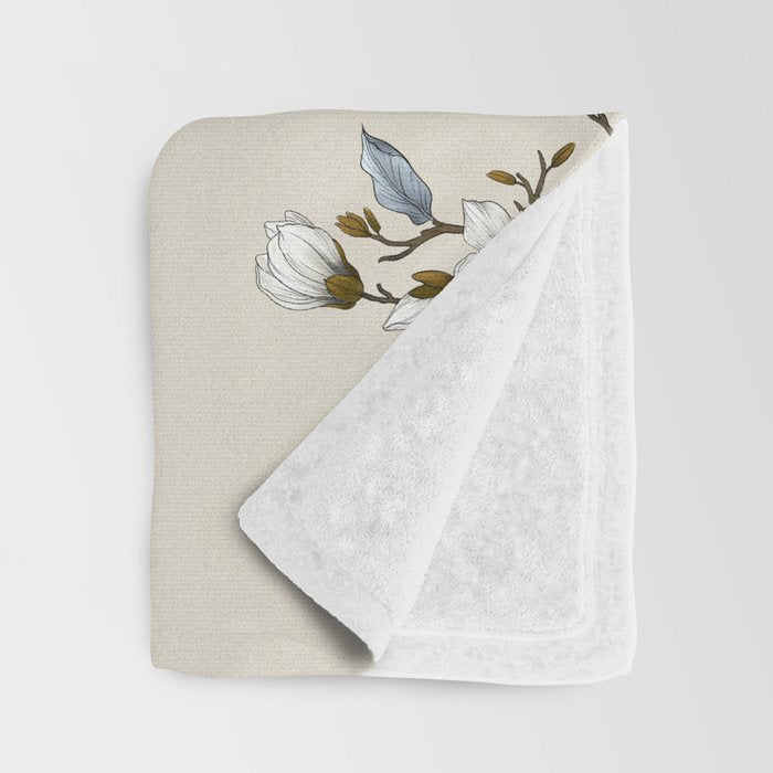 Elegant branch of white magnolia Throw Blanket Gallery Image 3