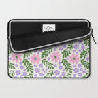 Whimsical Floral - White, Green, Pink and Purple Laptop Sleeve Gallery Image 2