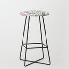 Whimsical Floral - White, Green, Pink and Purple Stool Gallery Image 1