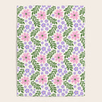 Whimsical Floral - White, Green, Pink and Purple Poster Gallery Image 4