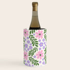 Whimsical Floral - White, Green, Pink and Purple Wine Chiller Gallery Image 1