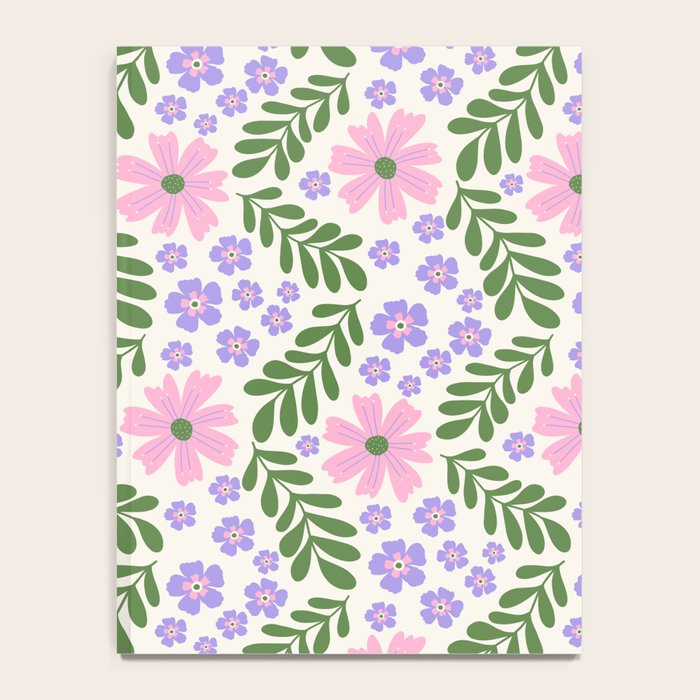 Whimsical Floral - White, Green, Pink and Purple Notebook Gallery Image 4