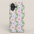 Whimsical Floral - White, Green, Pink and Purple iPhone Case Gallery Image 1