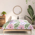 Whimsical Floral - White, Green, Pink and Purple Comforter Gallery Image 3