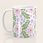 Whimsical Floral - White, Green, Pink and Purple Coffee Mug Gallery Image 3