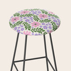 Whimsical Floral - White, Green, Pink and Purple Stool Gallery Image 2