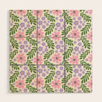 Whimsical Floral - White, Green, Pink and Purple Wood Wall Art Gallery Image 1