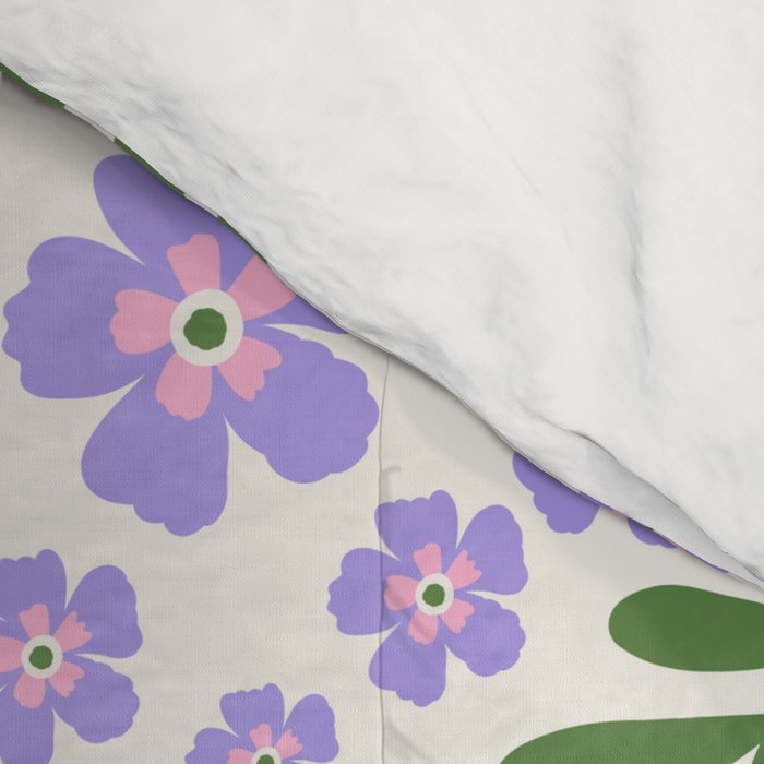 Whimsical Floral - White, Green, Pink and Purple Comforter Gallery Image 4