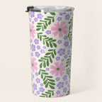 Whimsical Floral - White, Green, Pink and Purple Travel Mug Gallery Image 3