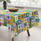 Colorful back to school mosaic pattern Tablecloth Gallery Image 3