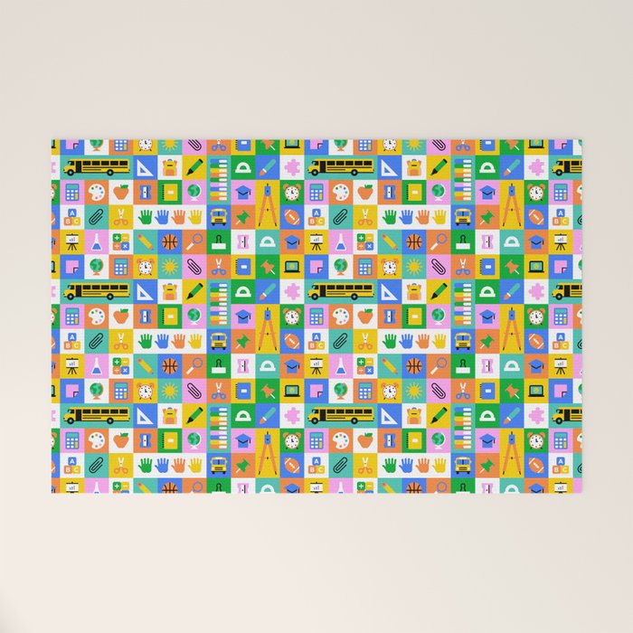 Colorful back to school mosaic pattern Welcome Mat Gallery Image 1