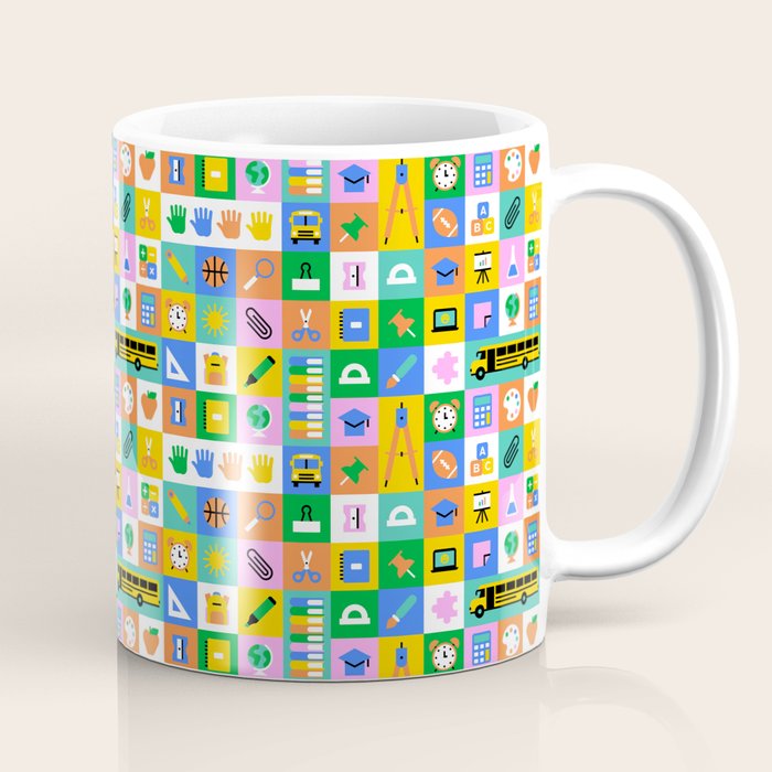 Colorful back to school mosaic pattern Coffee Mug Gallery Image 1