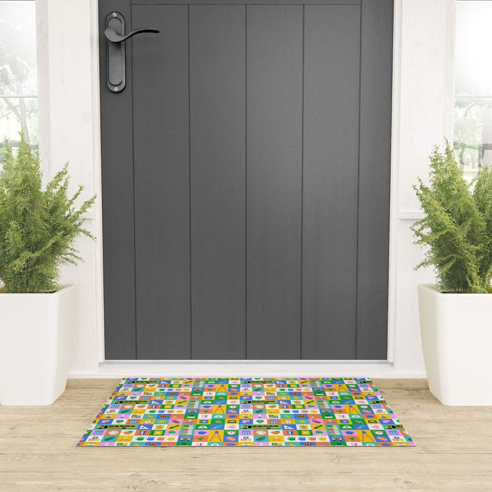Colorful back to school mosaic pattern Welcome Mat Gallery Image 3
