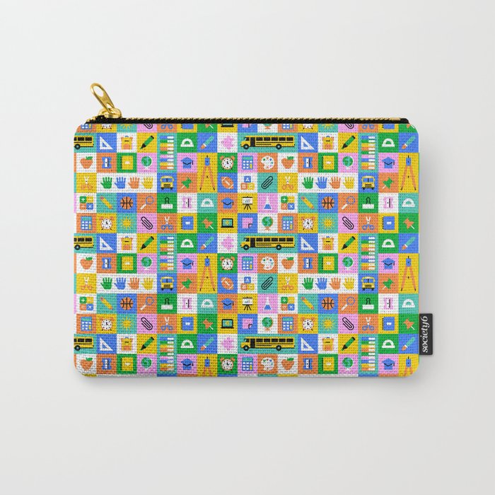 Colorful back to school mosaic pattern Carry All Pouch Gallery Image 1