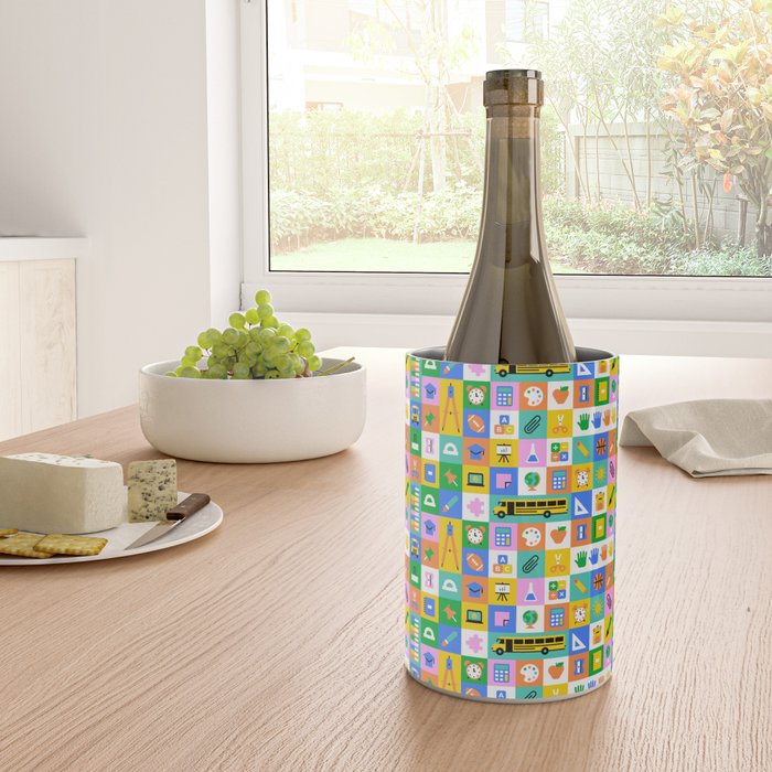 Colorful back to school mosaic pattern Wine Chiller Gallery Image 4
