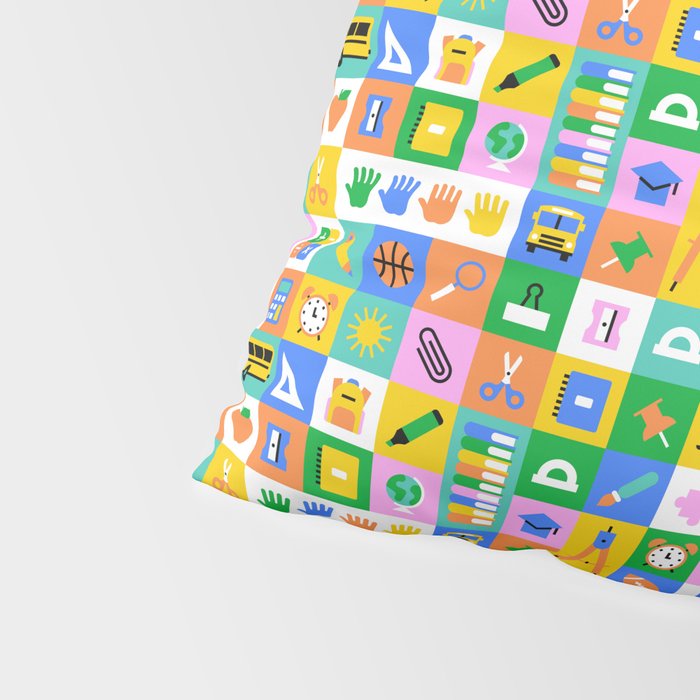 Colorful back to school mosaic pattern Pillow Sham Gallery Image 4