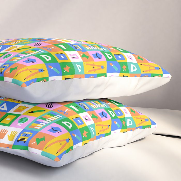 Colorful back to school mosaic pattern Pillow Sham Gallery Image 3