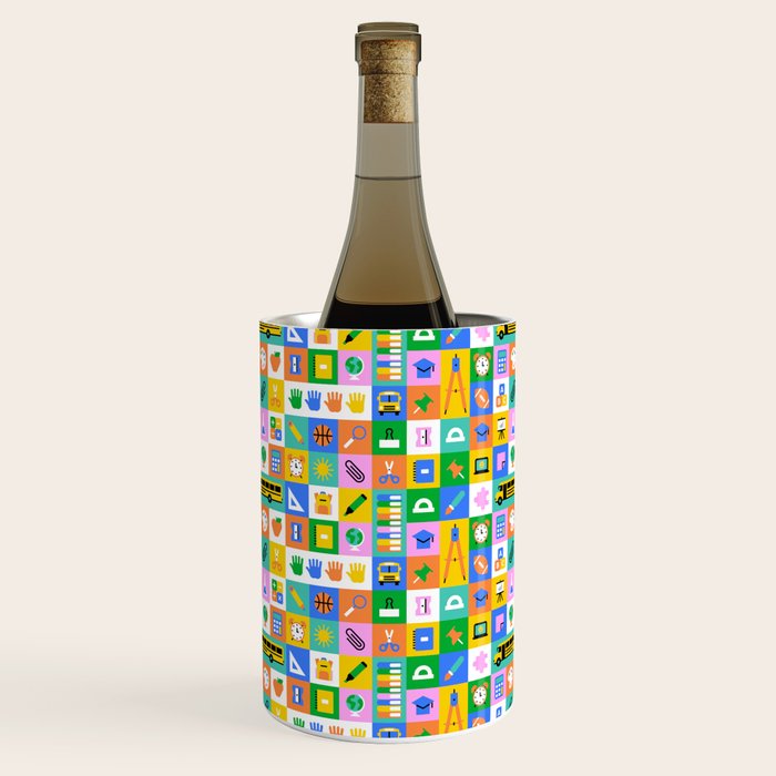 Colorful back to school mosaic pattern Wine Chiller Gallery Image 3