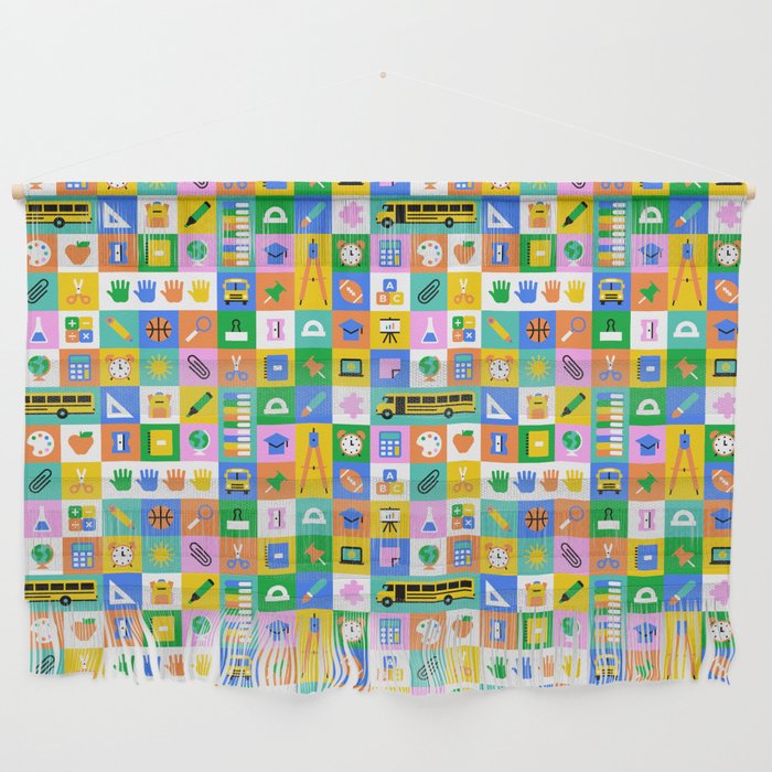 Colorful back to school mosaic pattern Wall Hanging Gallery Image 1
