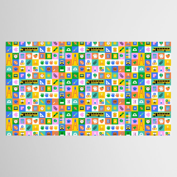Colorful back to school mosaic pattern Tablecloth Gallery Image 2
