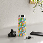 Colorful back to school mosaic pattern Water Bottle Gallery Image 4
