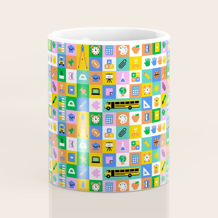 Colorful back to school mosaic pattern Coffee Mug Gallery Image 4