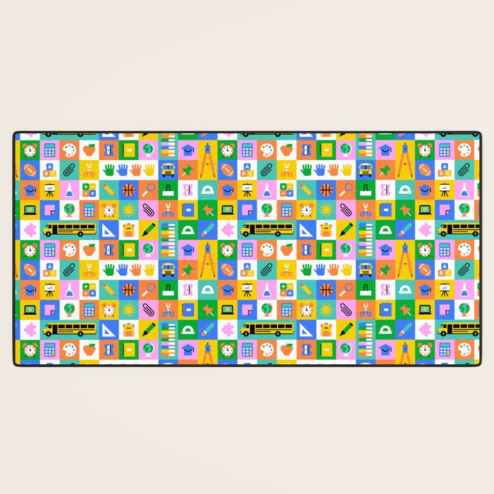 Colorful back to school mosaic pattern Desk Mat Gallery Image 3