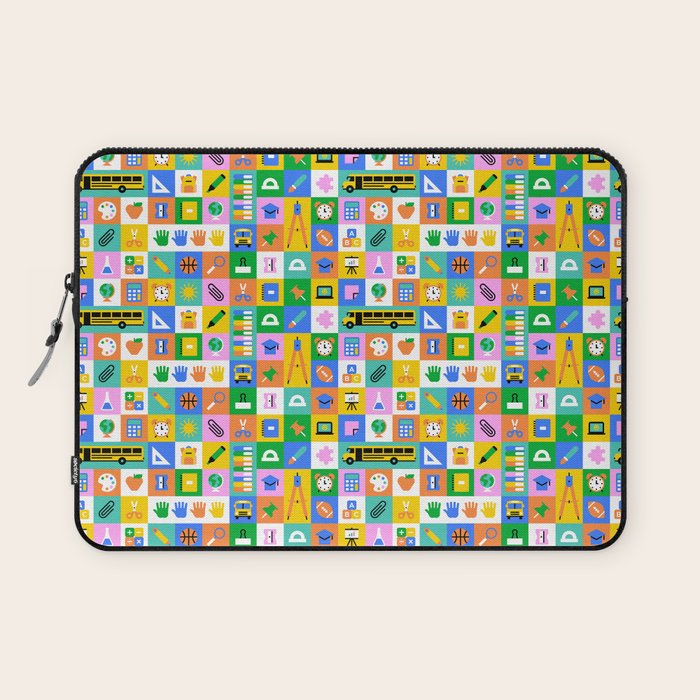 Colorful back to school mosaic pattern Laptop Sleeve Gallery Image 1